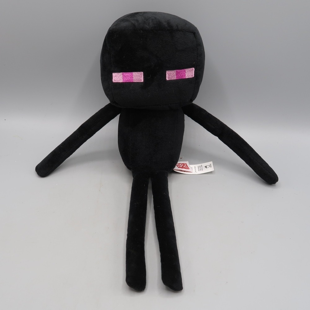 Mattel Minecraft Black Enderman Purple eye 13" Plush Mojang Video Game